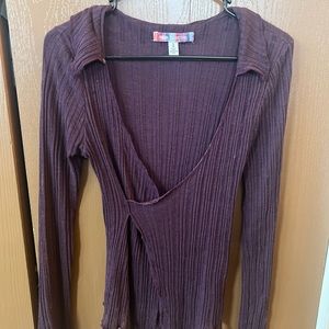 long sleeve wrapped urban outfitters top